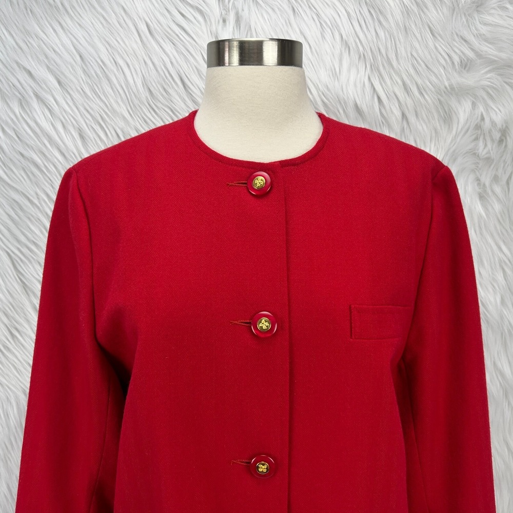 Avoca Collection VTG Red Wool Blazer Jacket Classic Ireland Holiday Old‎ Money - Picture 2 of 16